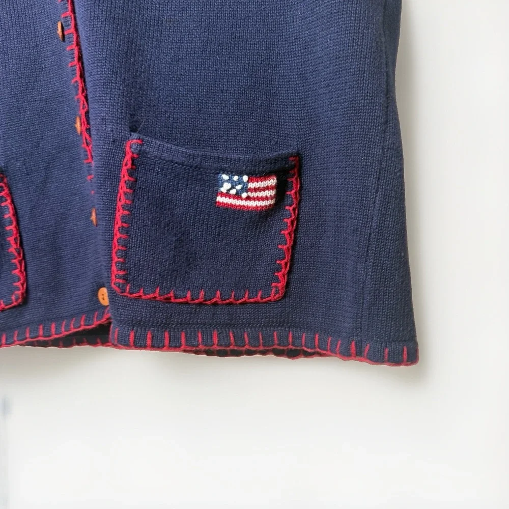 Vintage Marisa Christina Sweater Vest American Flag Women Large * 4th Of July